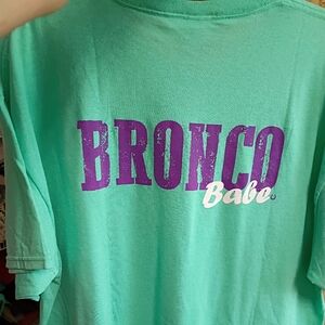 Bronco babe T-Shirt Turquoise Green and Purple NWOT
